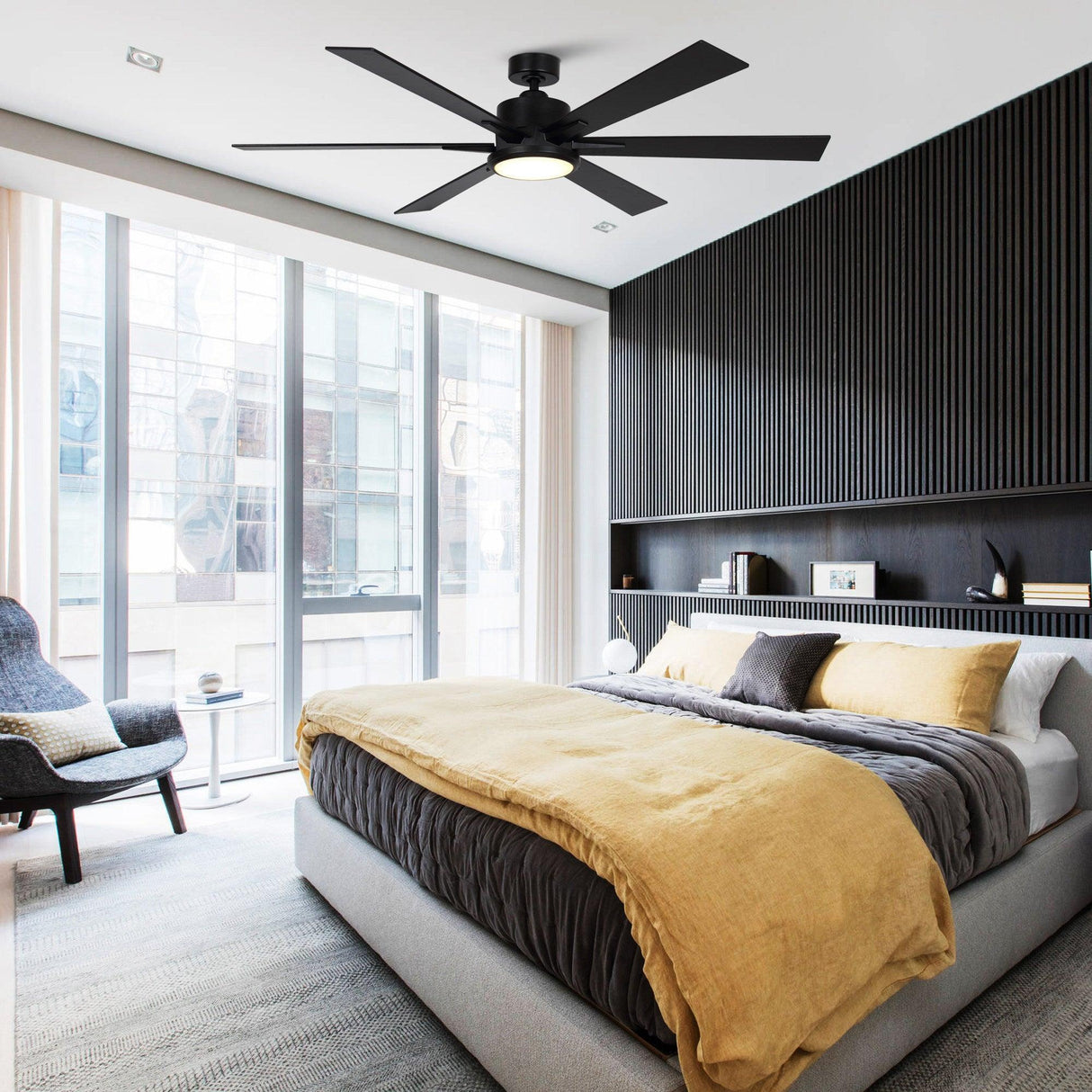 65" Amold Industrial Downrod Mount Ceiling Fan with Lighting and Remote Control