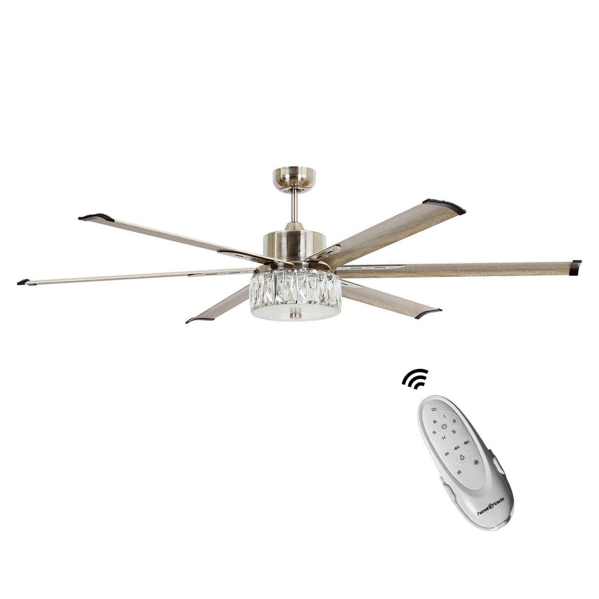65‘’ Satin Nickel Indoor Down Rod Ceiling Fan