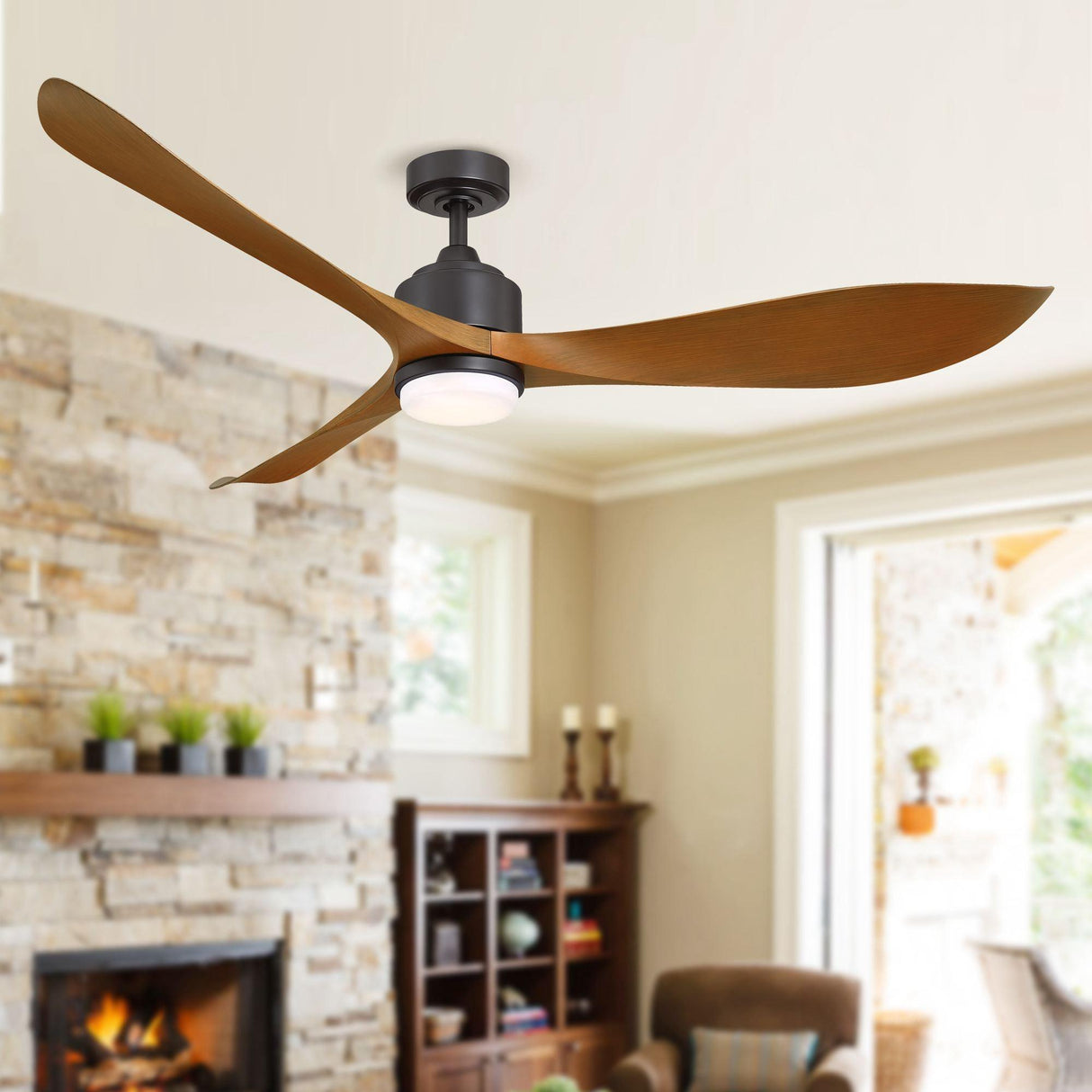 66'' Misael Propeller Integrated Led Indoor Modern Black Ceiling Fan With Remote And Light Kit Included