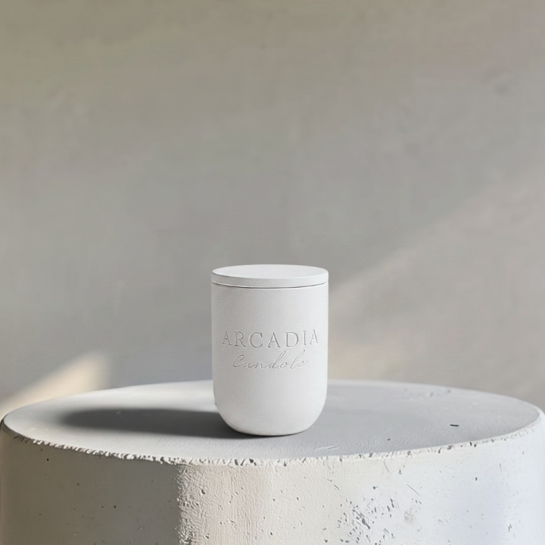 Nova Raven Modern Candēla Vessel with Lid, 2.3"D x 4"H