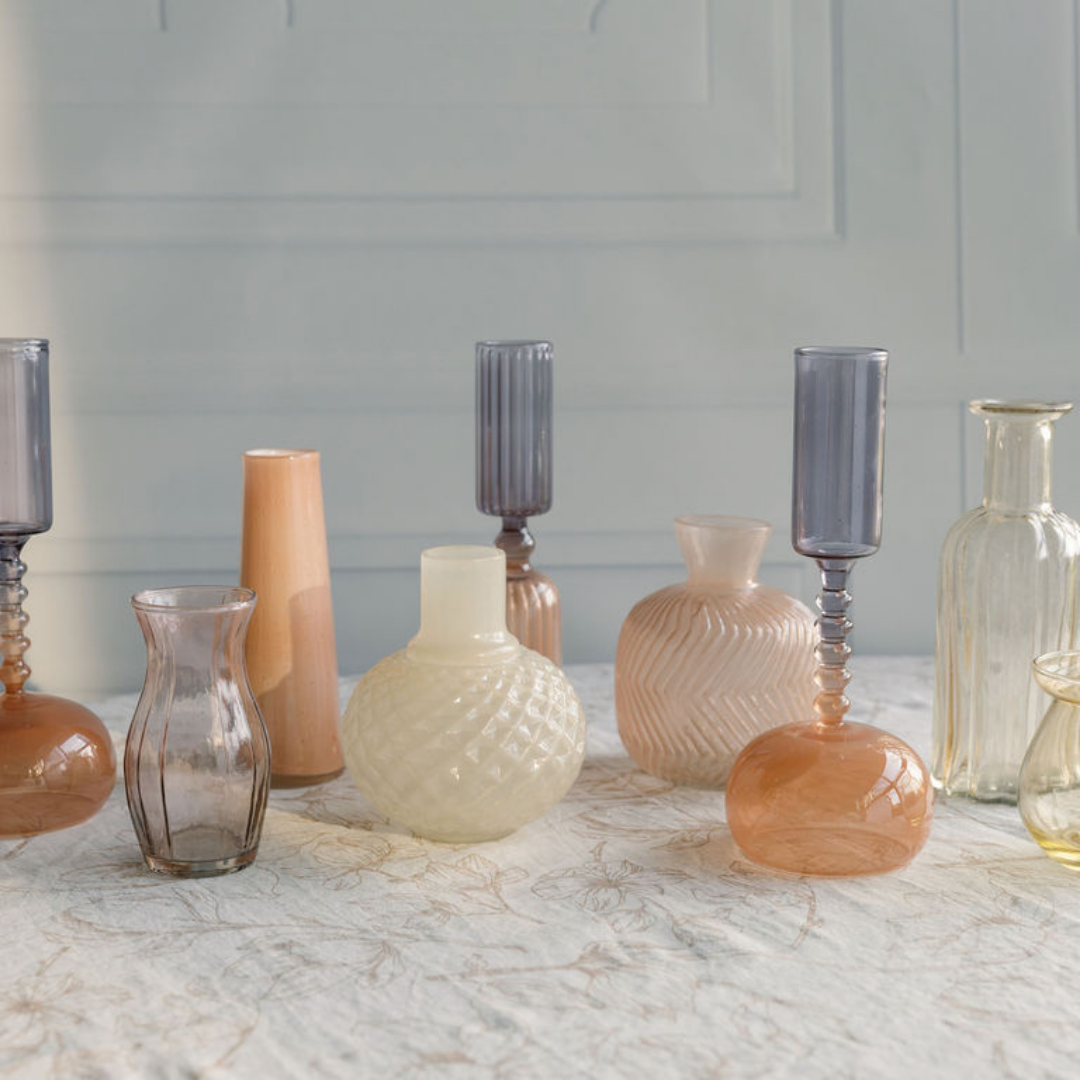 Etched Borosilicate Glass Bud Vases in Smoke