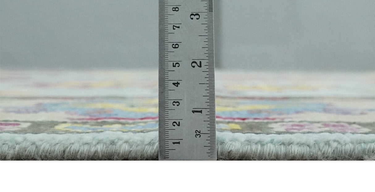 Hand Knotted Custom Made Blue and Beige Modern Oushak Wool Area Rug