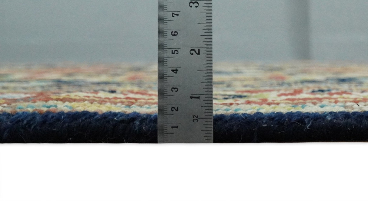 Custom Made Blue and Rust Hand Knotted Wool Antique Style Wool Area Rug