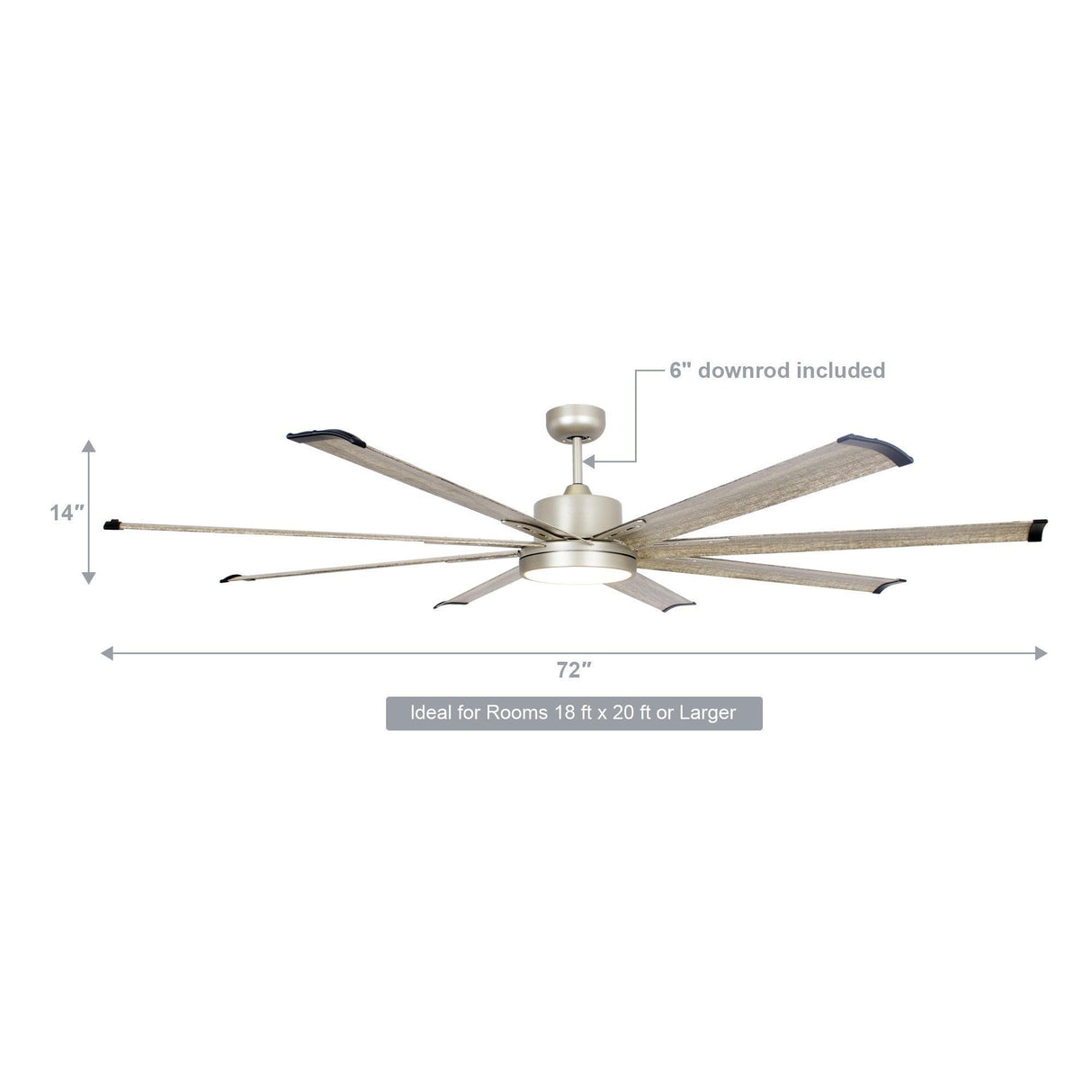72‘’ Bankston Integrated Led Indoor Nickel Standard Ceiling Fan With Remote Control And Light Kit Included