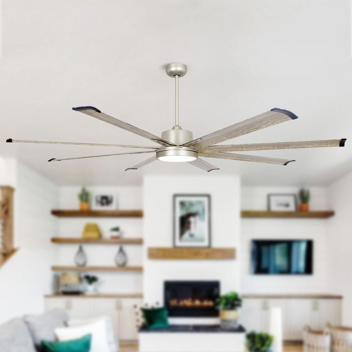 72‘’ Bankston Integrated Led Indoor Nickel Standard Ceiling Fan With Remote Control And Light Kit Included