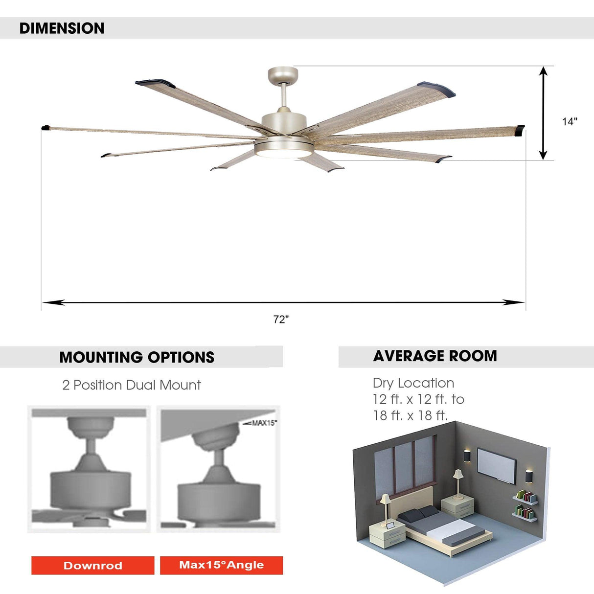 72‘’ Bankston Integrated Led Indoor Nickel Standard Ceiling Fan With Remote Control And Light Kit Included