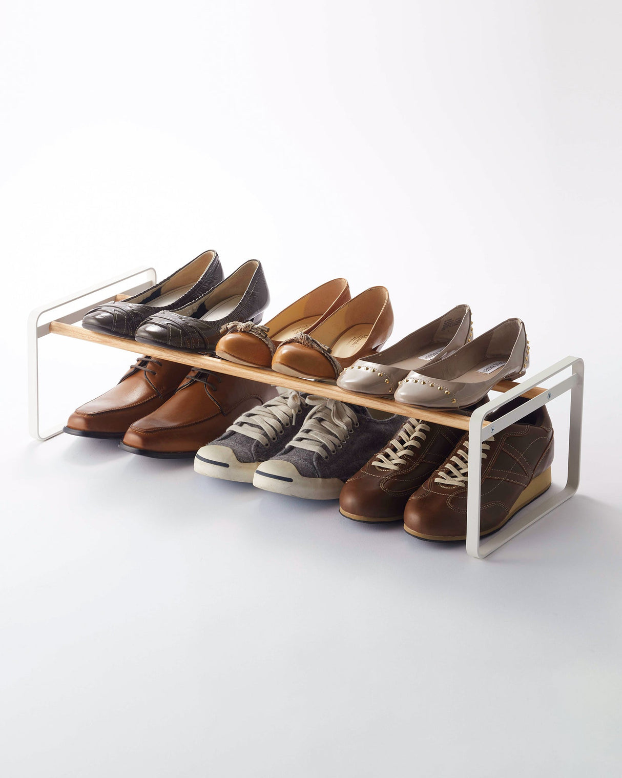 Stackable Shoe Rack (7" H) - Steel + Wood
