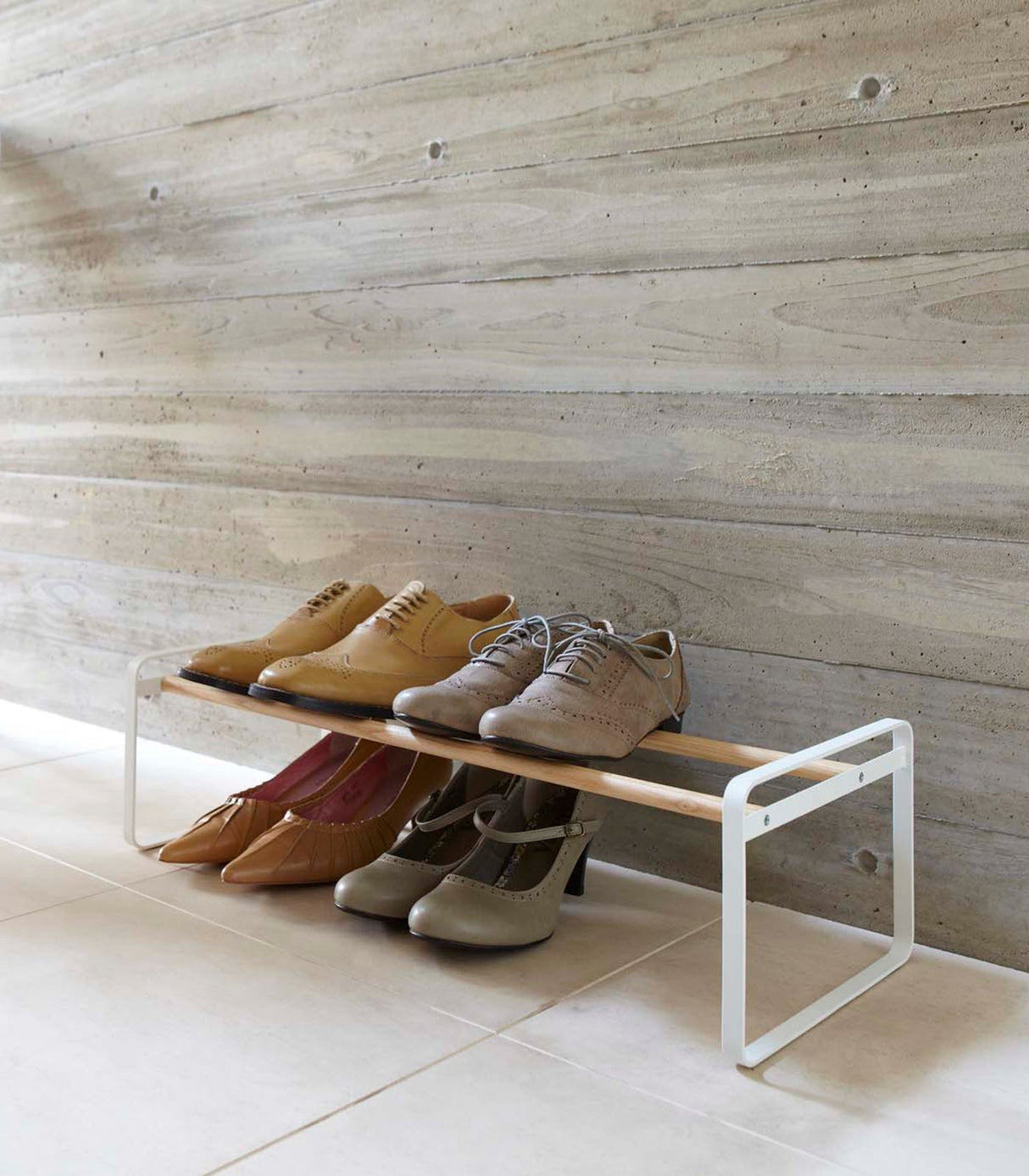 Stackable Shoe Rack (7" H) - Steel + Wood