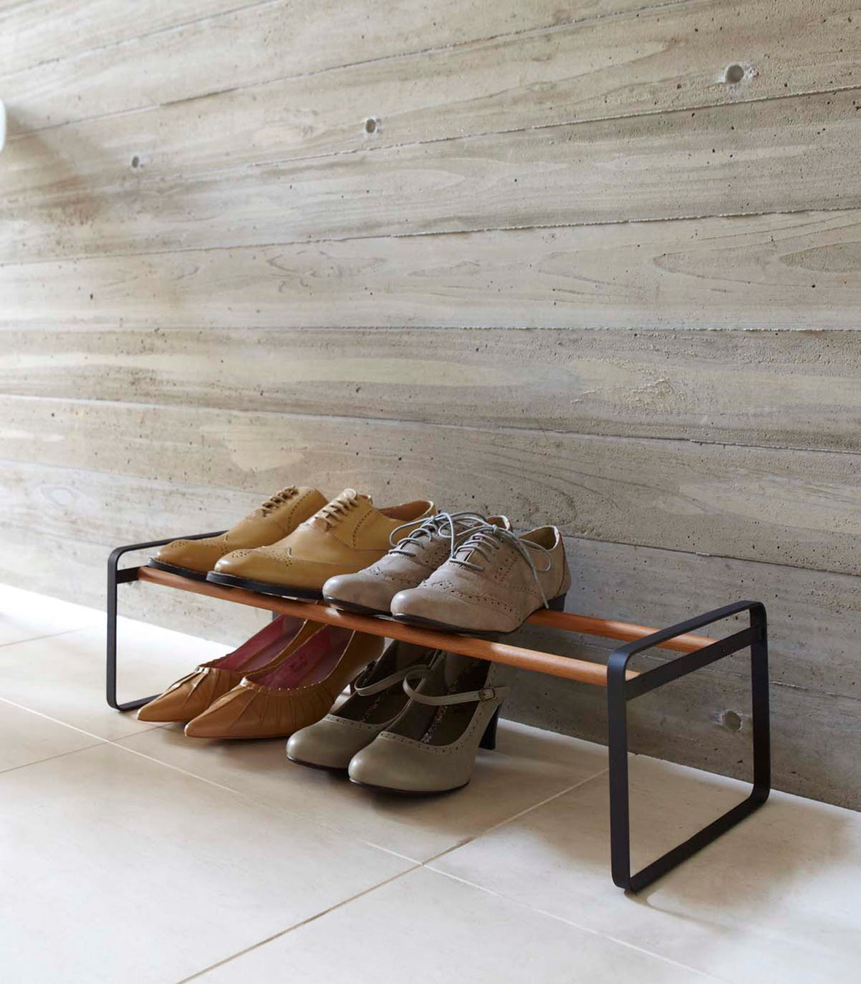 Stackable Shoe Rack (7" H) - Steel + Wood