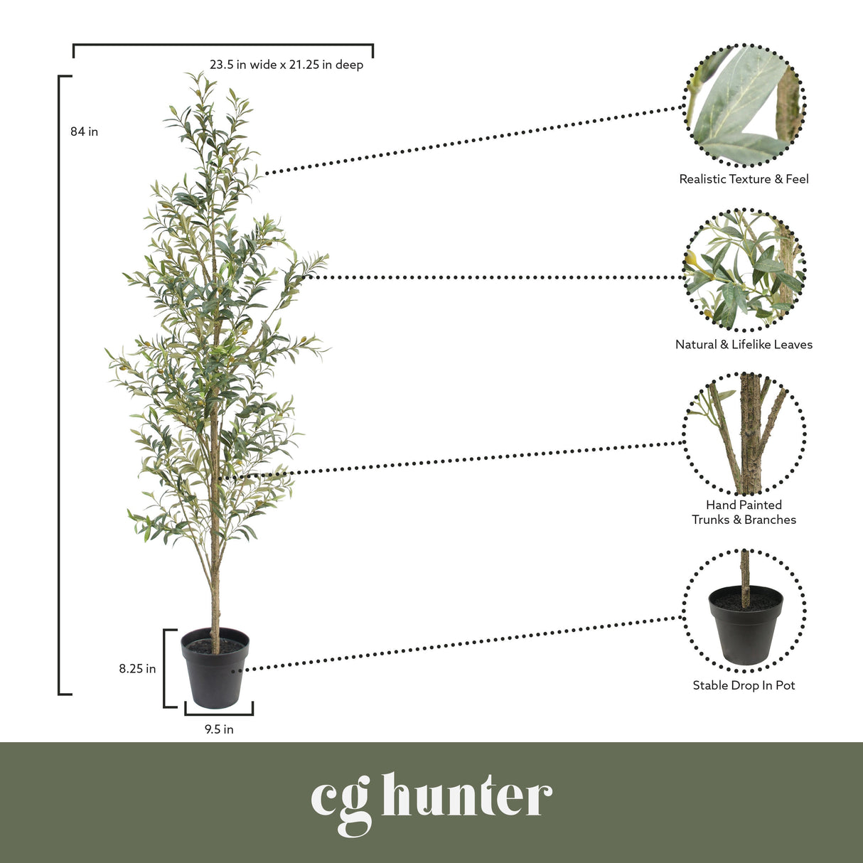 7' Artificial Slim Olive Tree