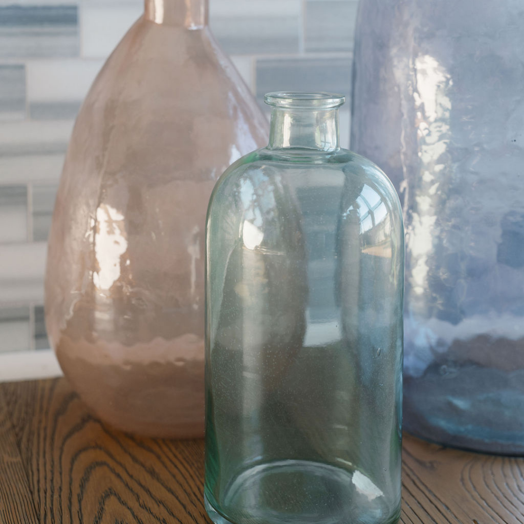 Hammered Glass Vase in Peach