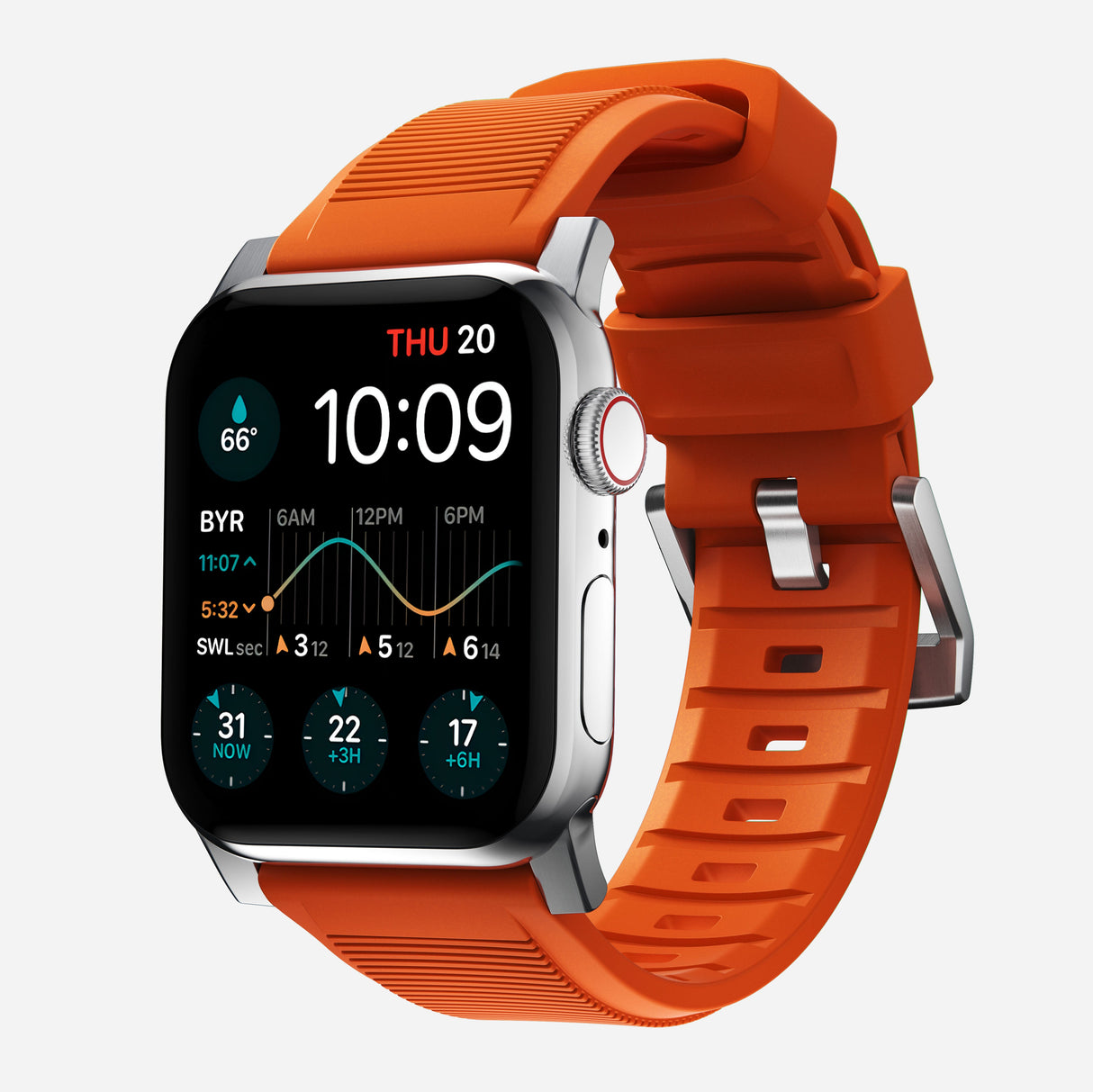 Rugged Band - 46mm/49mm | Silver Hardware | Ultra Orange