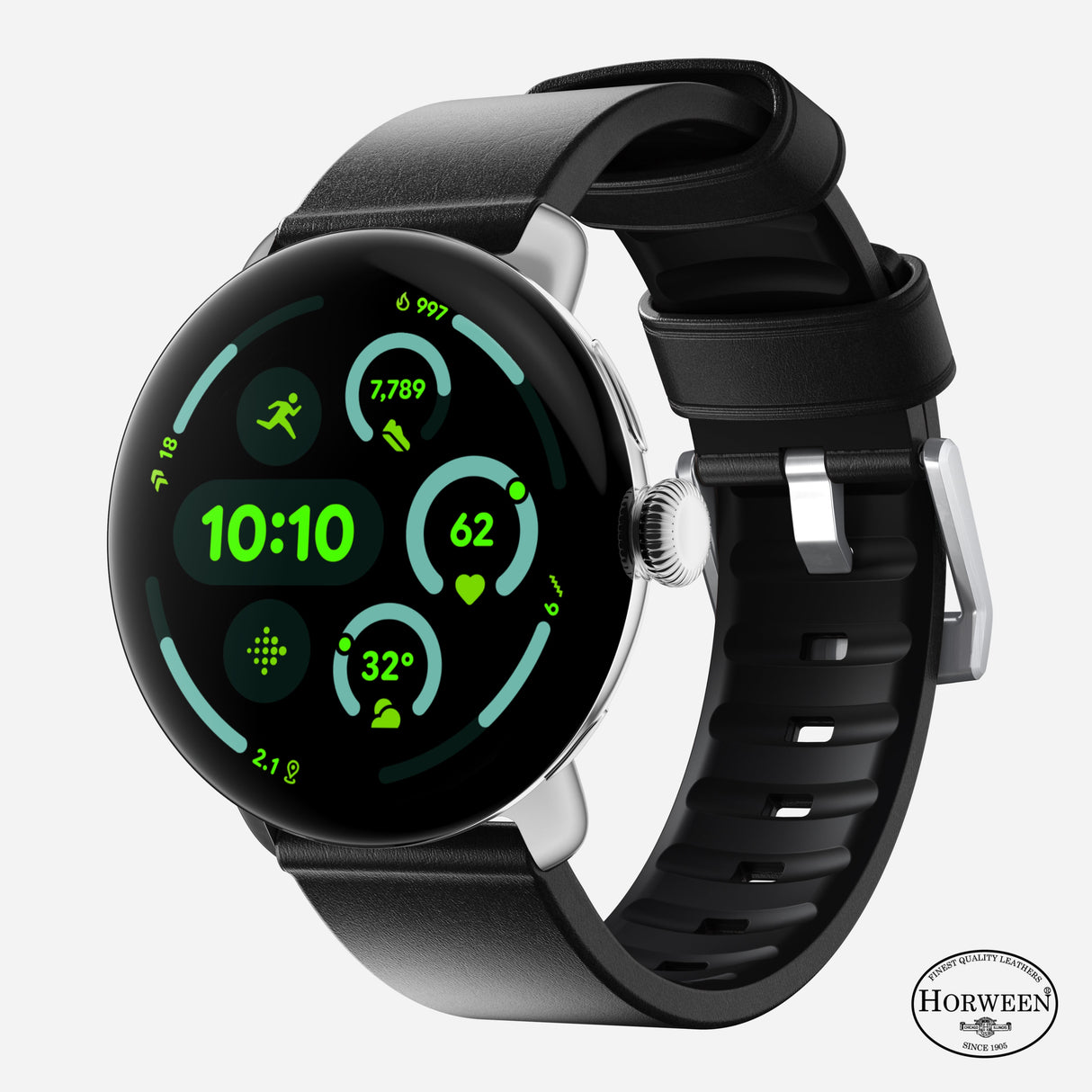 Active Band Pro - Pixel Watch | 45mm | Silver Hardware | Horween Black