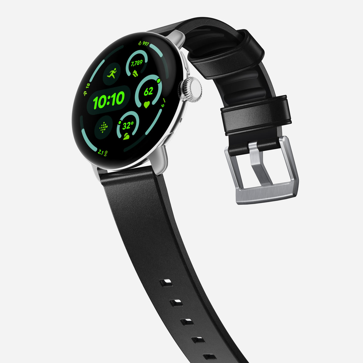 Active Band Pro - Pixel Watch | 45mm | Silver Hardware | Horween Black