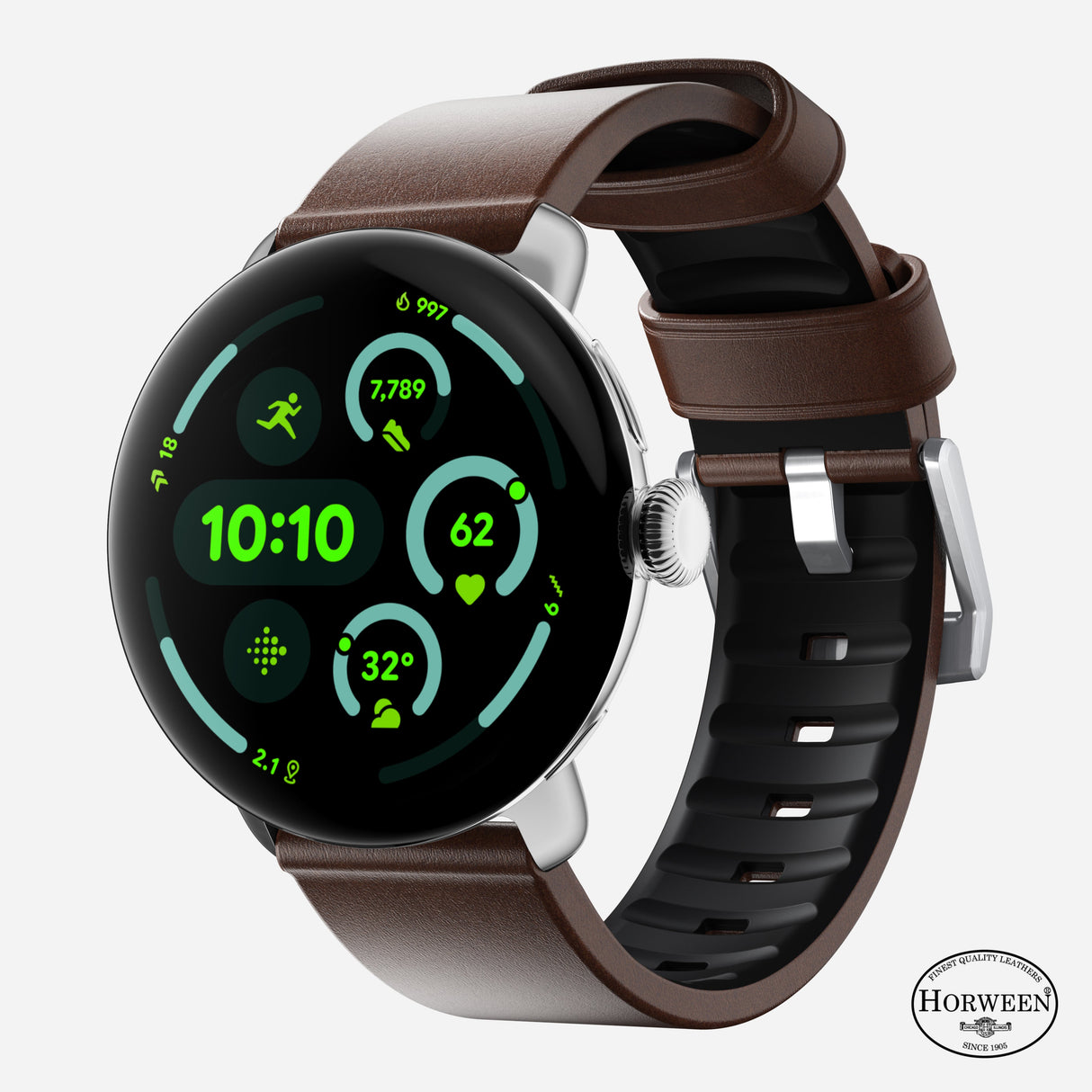 Active Band Pro - Pixel Watch | 45mm | Silver Hardware | Horween Brown