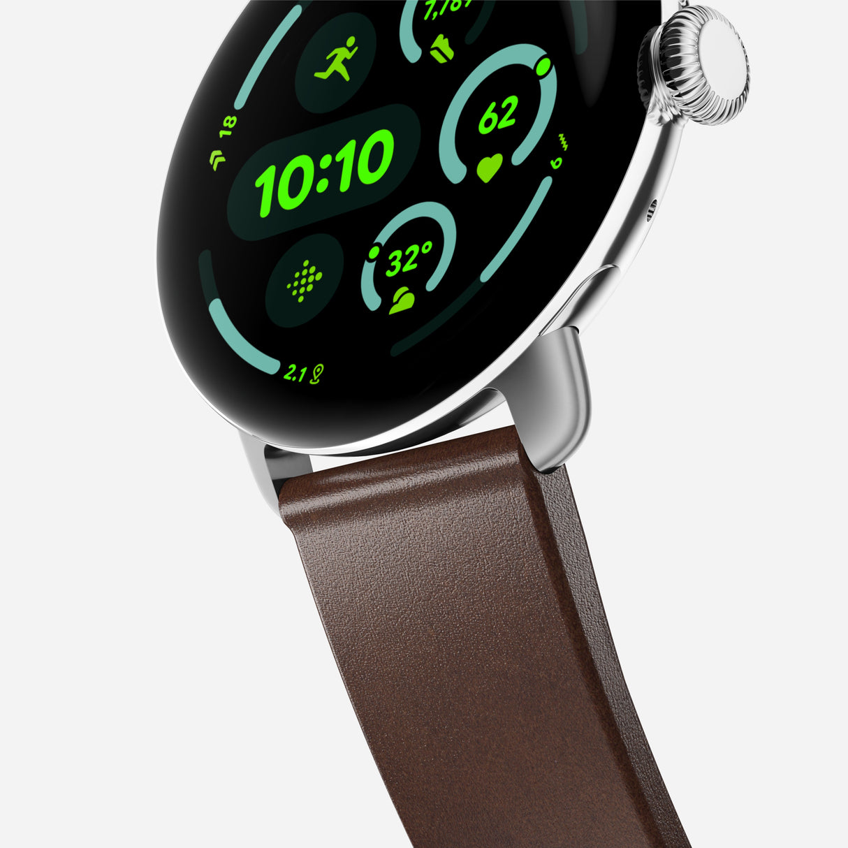 Active Band Pro - Pixel Watch | 45mm | Silver Hardware | Horween Brown