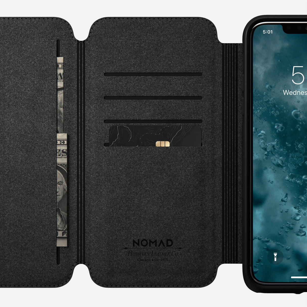 Modern Leather Tri-Folio - iPhone 11 Pro Max | Black | Horween