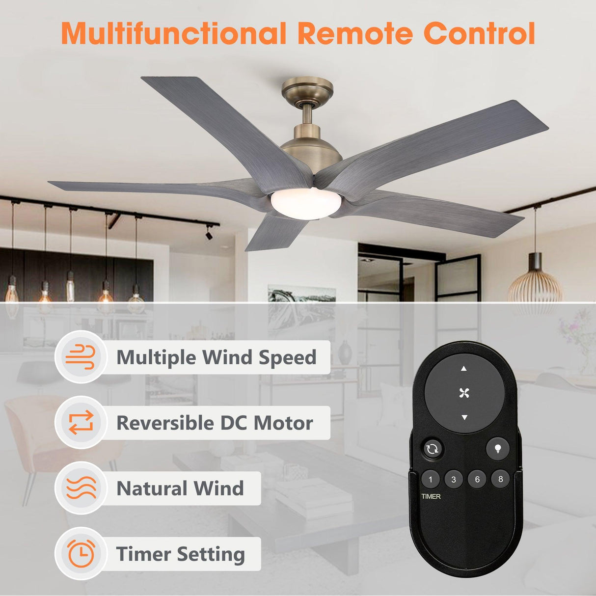 56" Genoa Farmhouse DC Motor Downrod Mount Reversible Ceiling Fan with Lighting and Remote Control