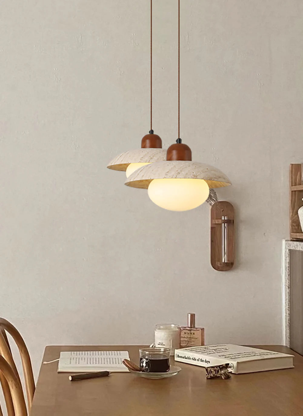 Travertine Glass Noah Disc Pendant Lamp