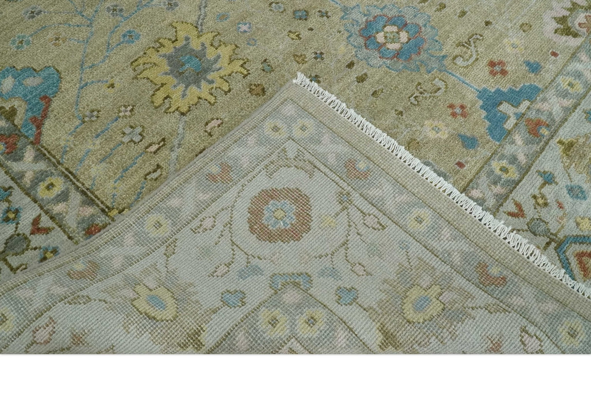 Hand Knotted Beige and Ivory Floral Traditional Traditional Oushak Multi Size Wool Area Rug