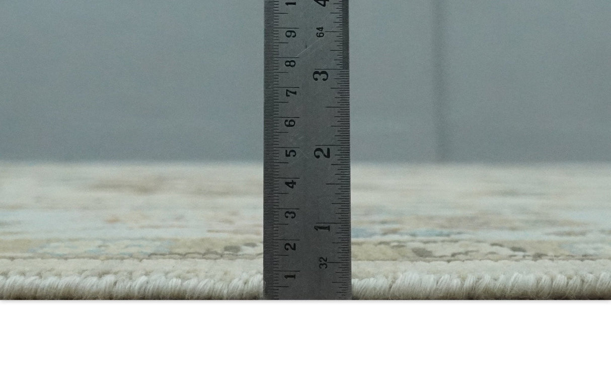 Hand Knotted Beige and Ivory Multi Size Traditional Oushak Wool Area Rug