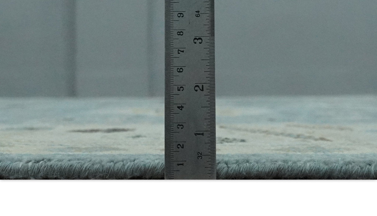 Hand Knotted Silver and Beige Traditional Oushak Vintage Wool Rug