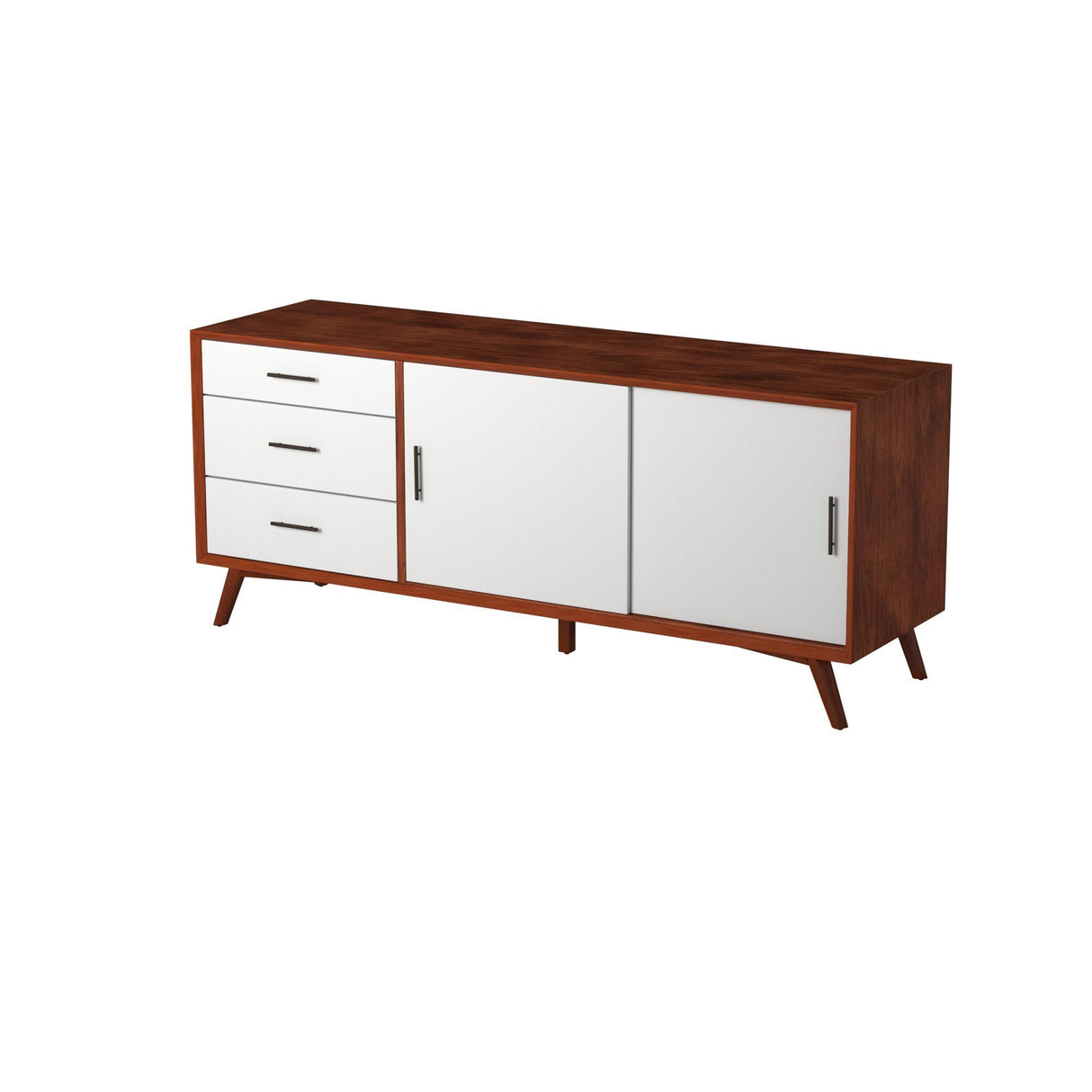 Flynn Large TV Console, Chestnut/White
