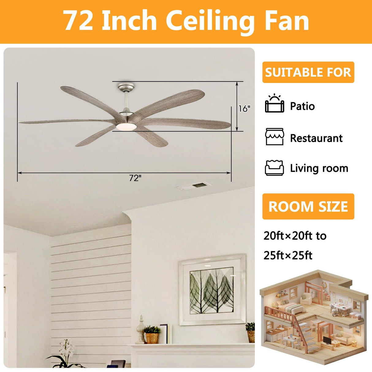 72" Jaydn Farmhouse Satin Nickel DC Motor Downrod Mount Reversible Ceiling Fan with Lighting and Remote Control