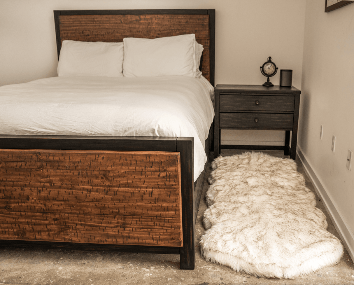 PupRug® Runner Faux Fur Memory Foam Dog Bed - Curve White with Brown Accents