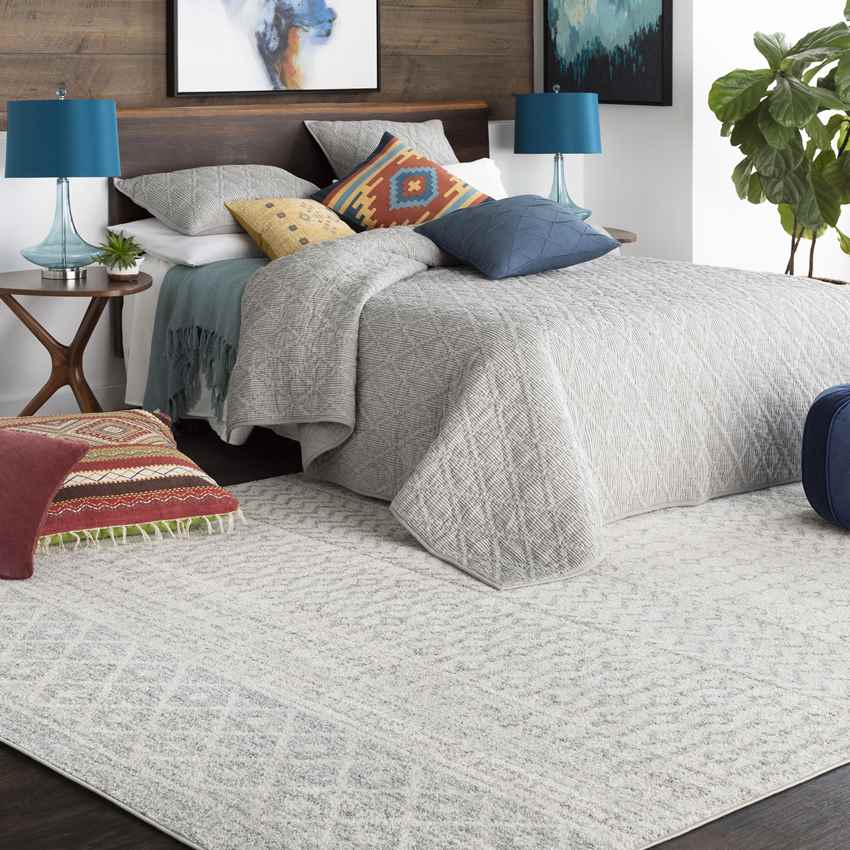 Louise Global Light Gray/White Area Rug