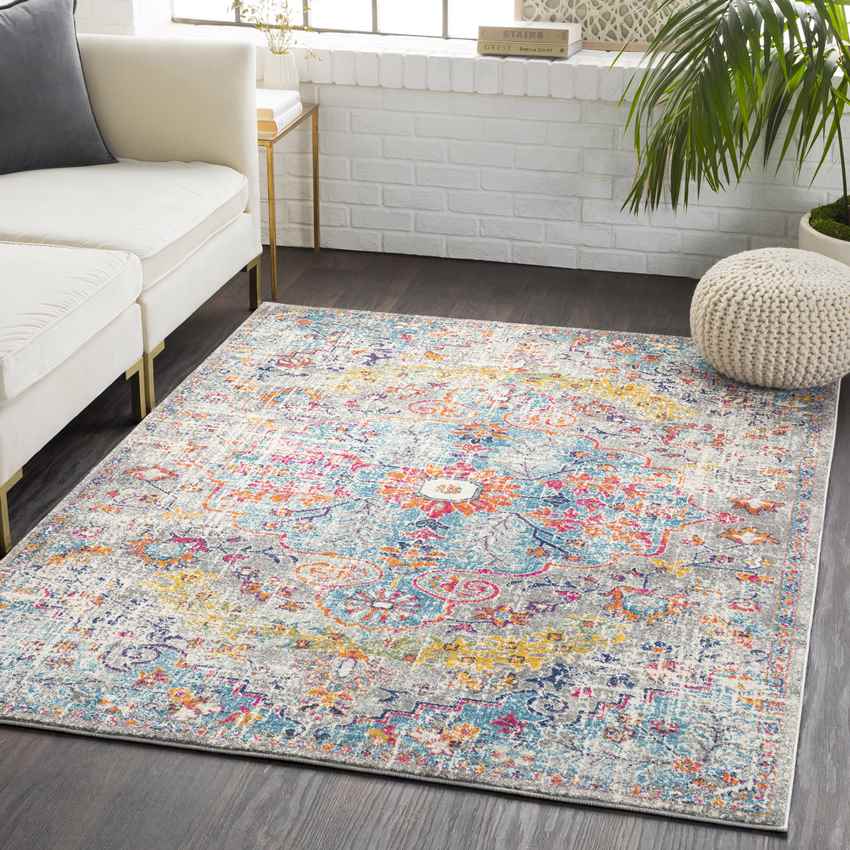 Olivia Traditional Teal/Beige Area Rug