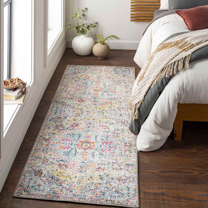 Olivia Traditional Teal/Beige Area Rug