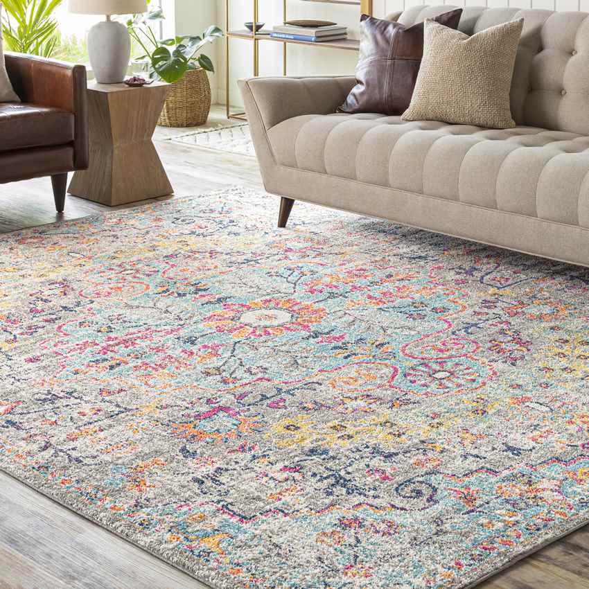 Olivia Traditional Teal/Beige Area Rug