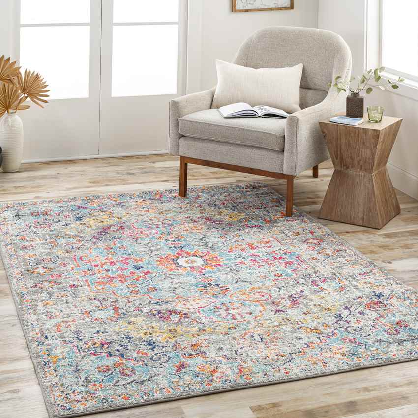 Olivia Traditional Teal/Beige Area Rug