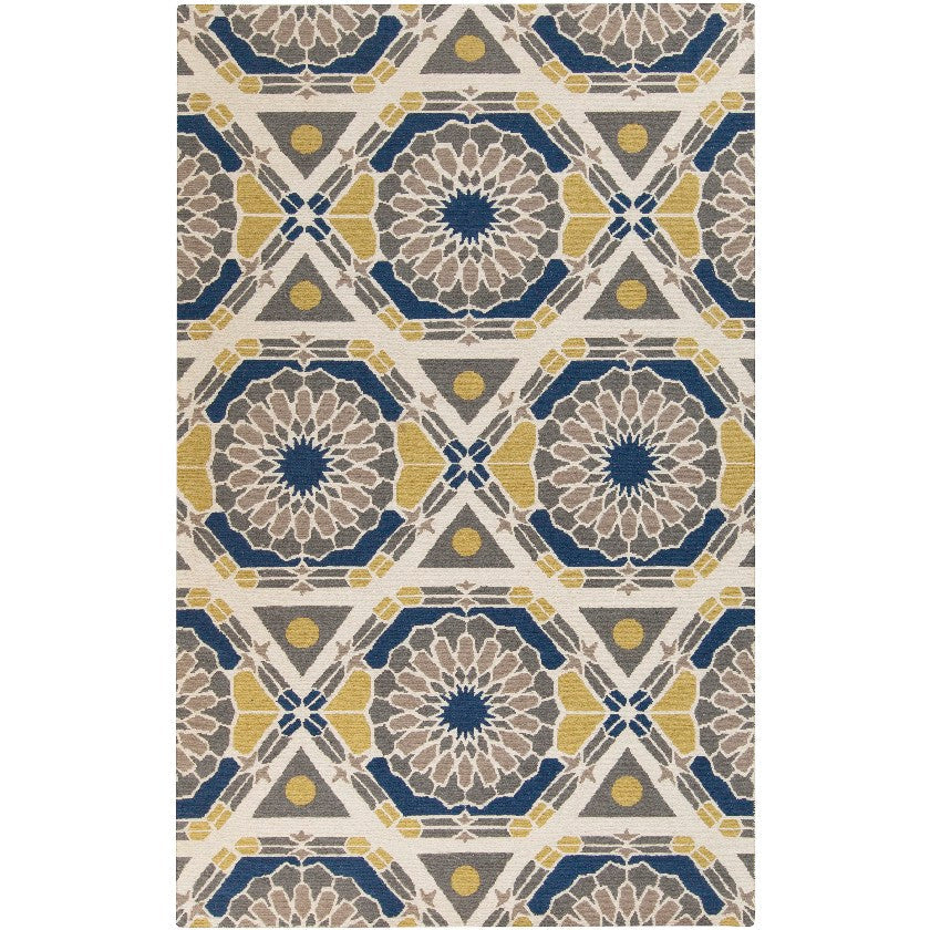 Ignacio Modern Blue/Yellow/Gray Area Rug