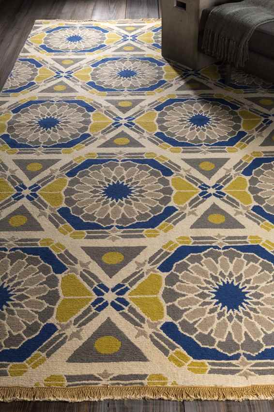 Ignacio Modern Blue/Yellow/Gray Area Rug