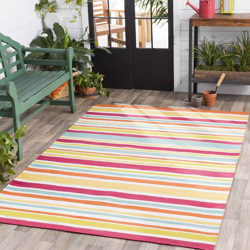Fareham Modern Bright Pink/Yellow Area Rug