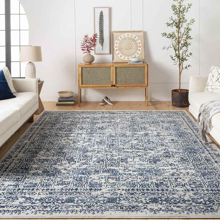 Hyeres Traditional Dark Blue Area Rug