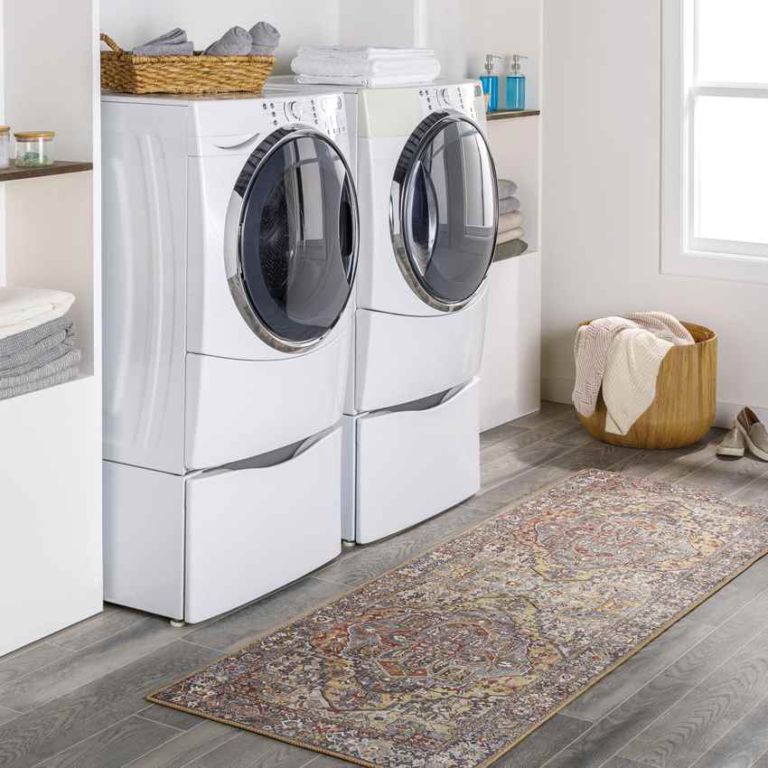 Manche Traditional Burnt Orange Area Rug