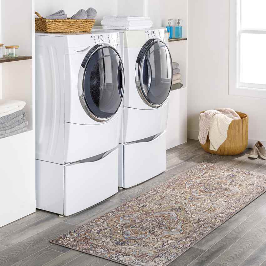 Manche Traditional Dark Brown Area Rug