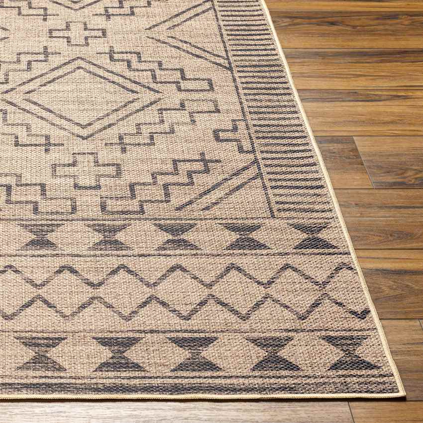 Tekoa Cottage Pecan/Dark Gray Washable Area Rug
