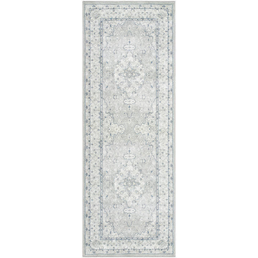 Tomara Traditional Light Gray Washable Area Rug