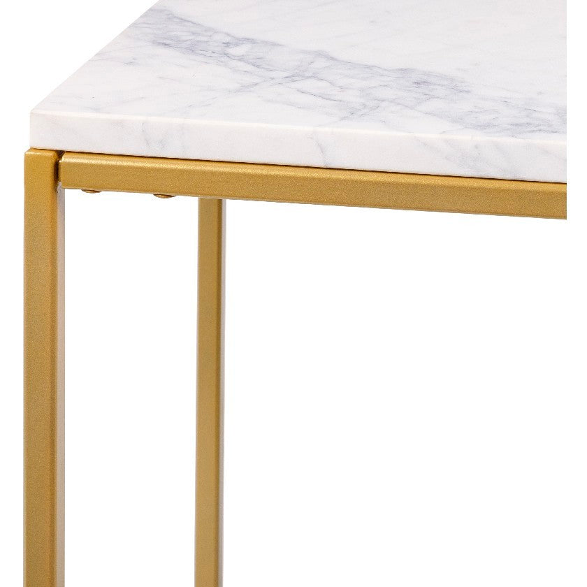Teuva White/Gold End Table