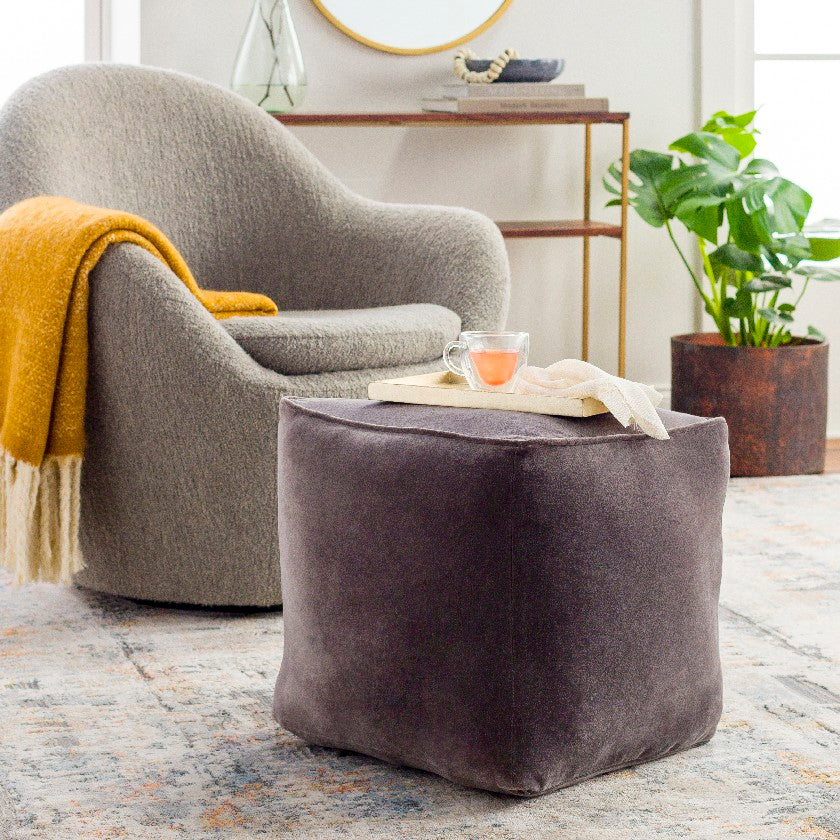 Tearia Steel Grey Pouf