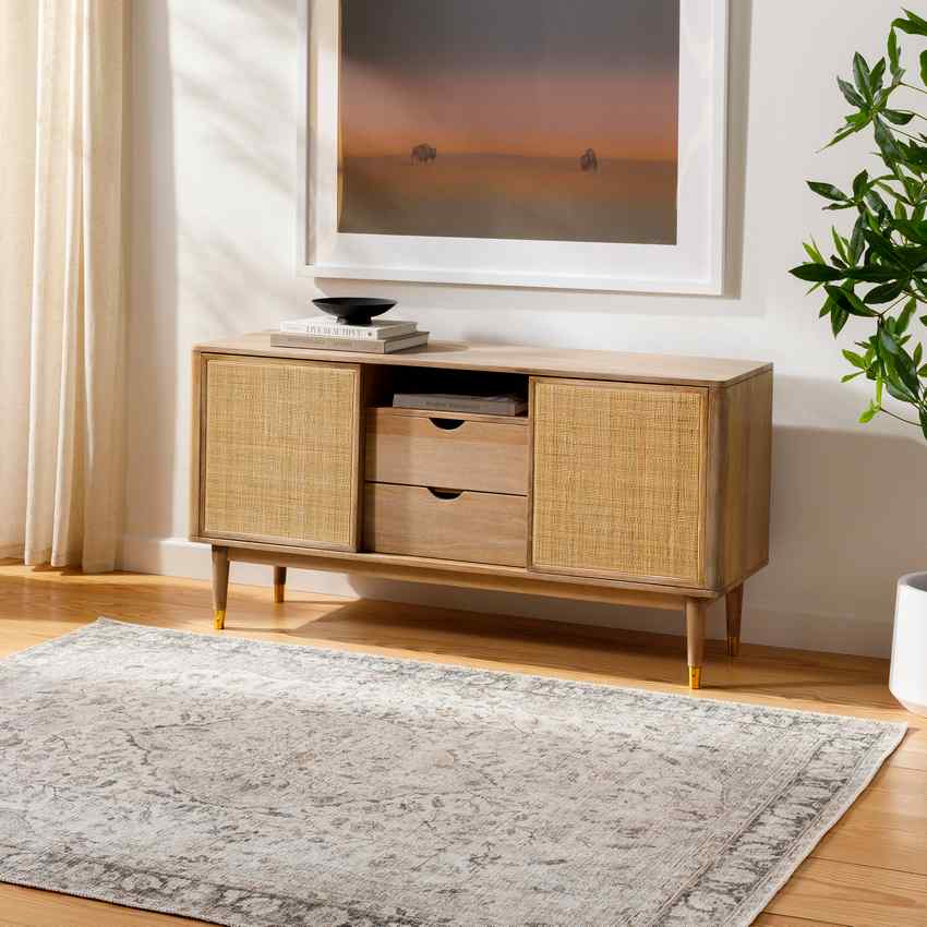 Sederick Traditional Ivory Washable Area Rug