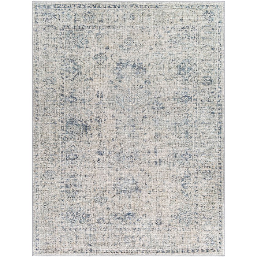 Arran Traditional Denim Washable Area Rug