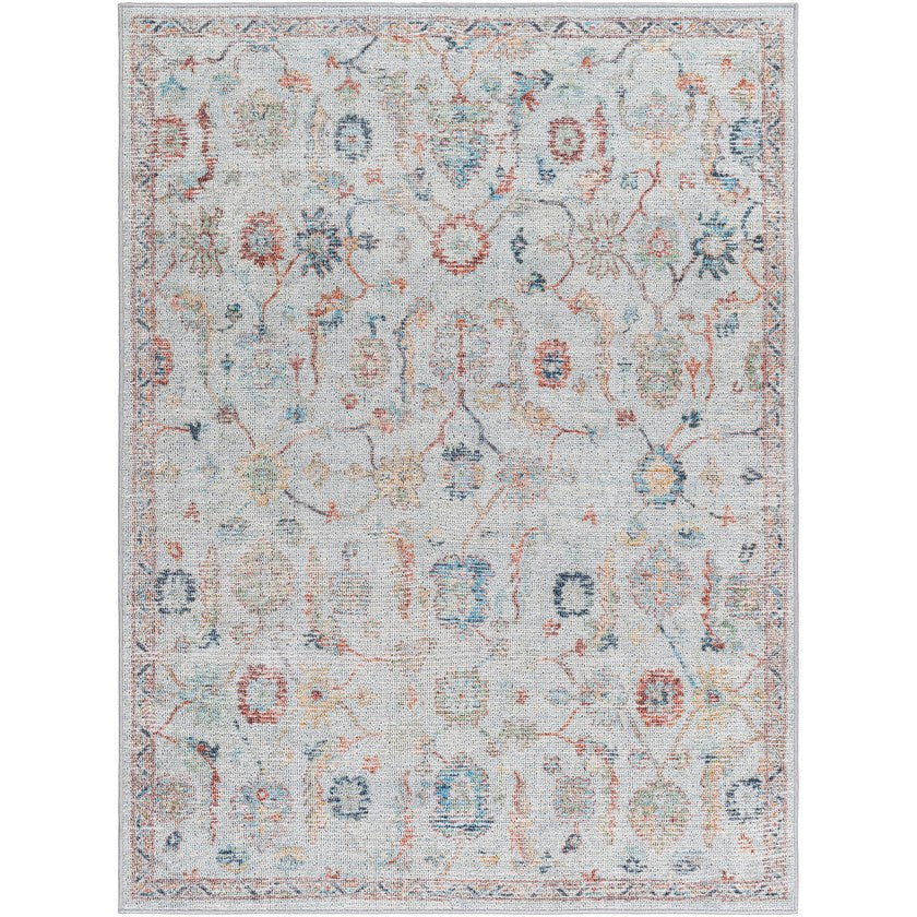 Katharyn Traditional Pale Blue Washable Area Rug
