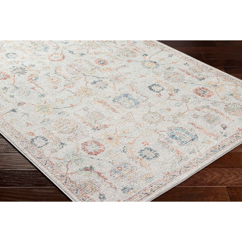 Katharyn Traditional Pale Blue Washable Area Rug