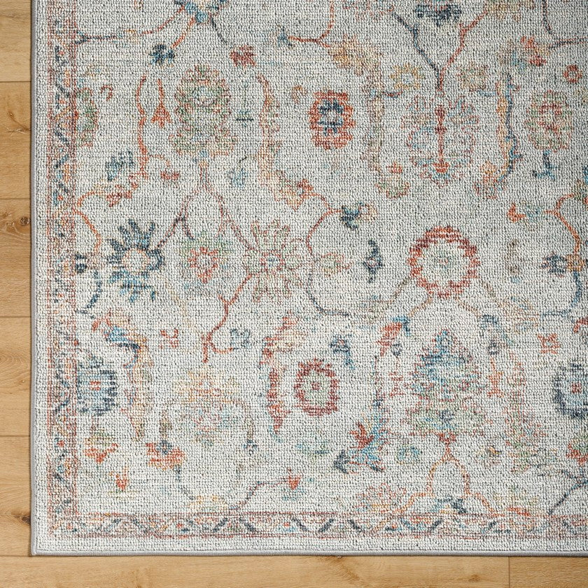 Katharyn Traditional Pale Blue Washable Area Rug
