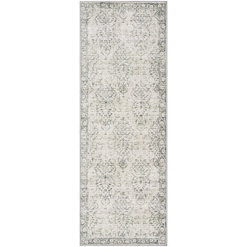 Andera Traditional Dark Moss Washable Area Rug
